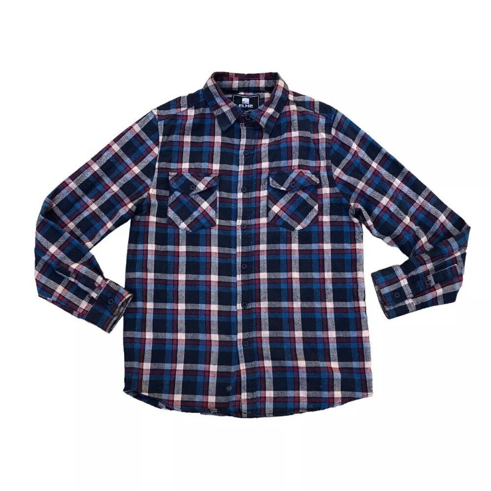ELXR Flannel Shirt Men's MEDIUM Button Down Pocket Cotton Collar Plaid Top - Picture 1 of 10